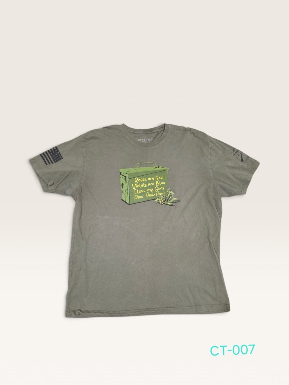 Grunt Style Love Guns Poem T Shirt Men 2XL Military Green Pew Pew Ammo Can